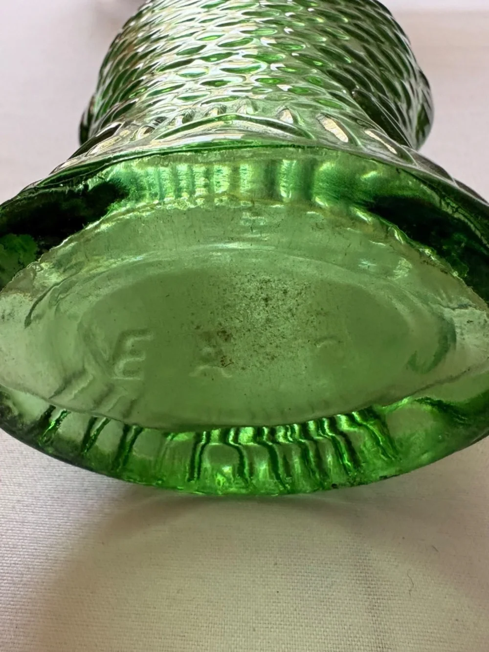 Vintage Vetreria Etrusca VE Green Glass Fish Shaped Bottle Italy 7.5